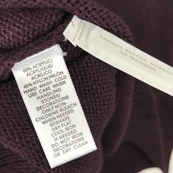 LOFT Eggplant Purple Rhinestone Crew Sweater M Medium - Picture 4 of 6